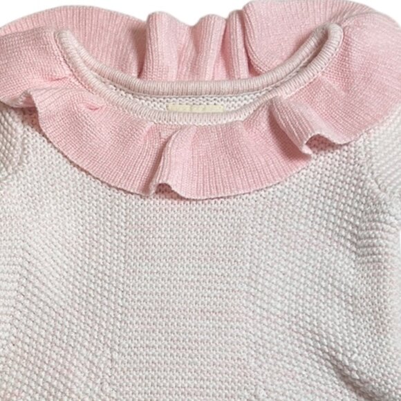 First‎ Impressions Baby Girl Sweater 18M | Pink Cream Ruffle Neck Bell Sleeve - Picture 6 of 6